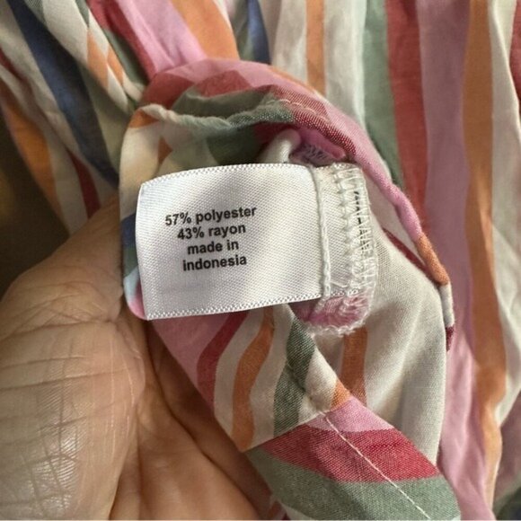 Lane Bryant Striped Multicolor Crossover Peplum coquette Babydoll Top Size 14 - Picture 10 of 13